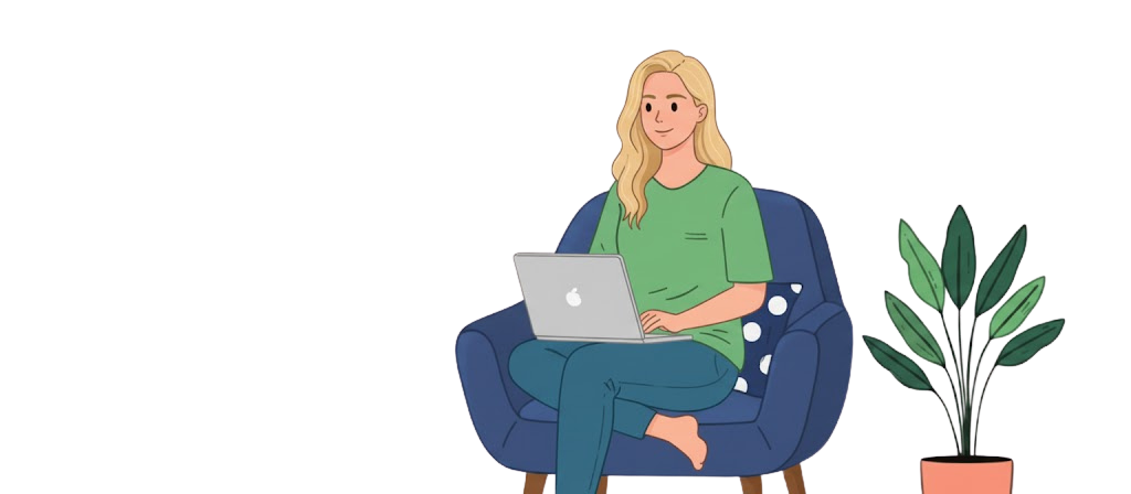 Illustration of a person with a laptop